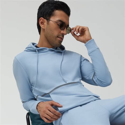 Ascent French Terry Cotton Blend Hoodies For Men Glacier Blue - XYXX Crew