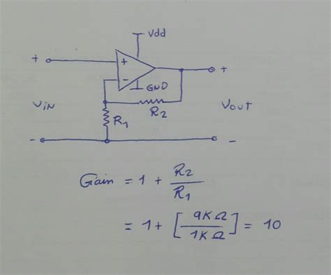 Op amp non inverting amplifier gain