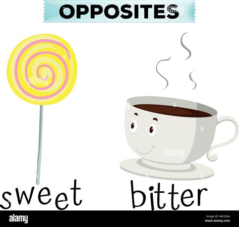 Opposite words for sweet and bitter illustration Stock Vector Image ...