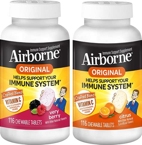 Airborne 1000mg Vitamin C & Zinc Chewable Tablets - Citrus & Berry ...