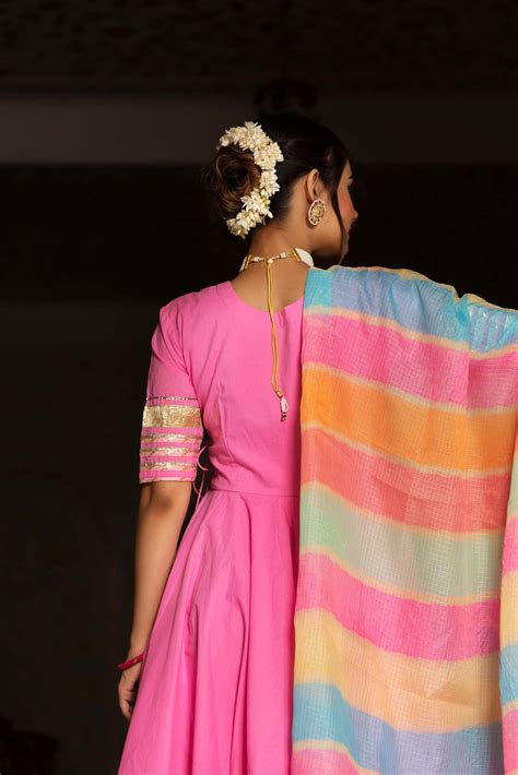 Jarokha Rose Pink Cotton Angrakha Set – Mohi fashion