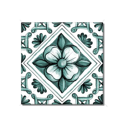 Teal Flower Ceramic Tile - Flower Design Ceramic Tile Kitchen ...