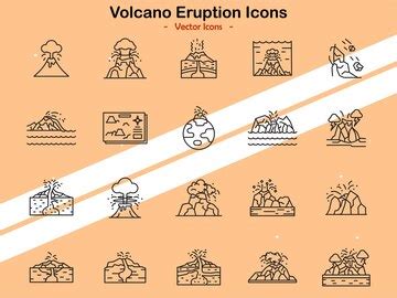 Icons depicting volcano eruptions and natural disaster themes | Premium ...