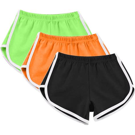 Itsame Womens 3PC Workout Shorts, Solid Color Casual Plus Size Athletic ...
