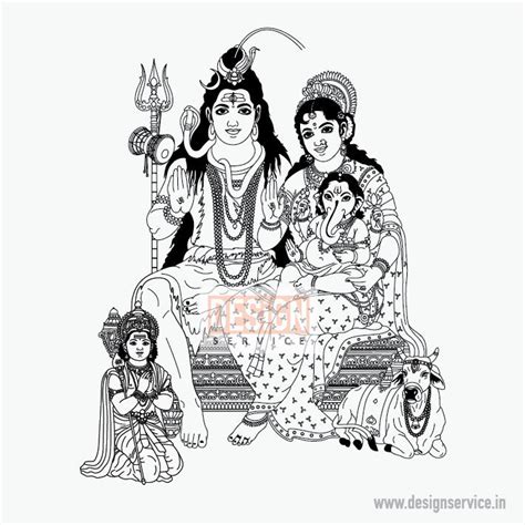 Engraving Design Lord Shiv Parvati Kartike & Ganesh (Shiv Parivar ...