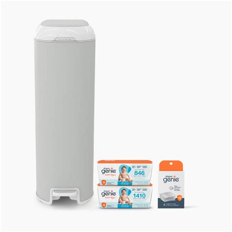 Diaper Genie Platinum Stainless Steel Diaper Pail Gift Set - Stone Grey ...