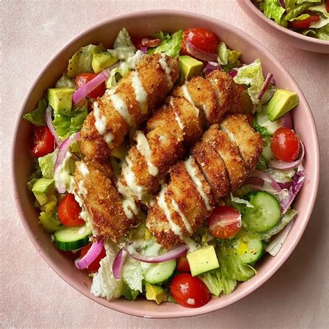 Air Fried Chicken Tender Salad with Honey Mustard Recipe – inputrecipes