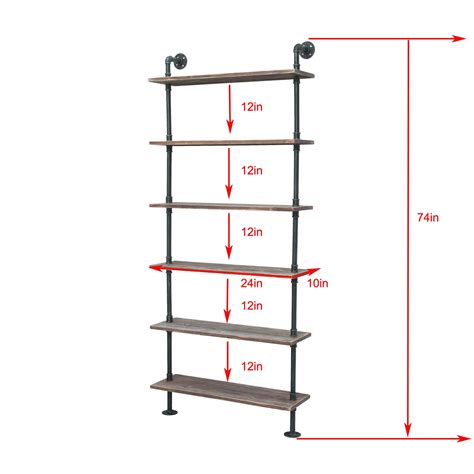 Buy FODUE Industrial Pipe Shelving Bookshelf Rustic Modern Wood Ladder ...