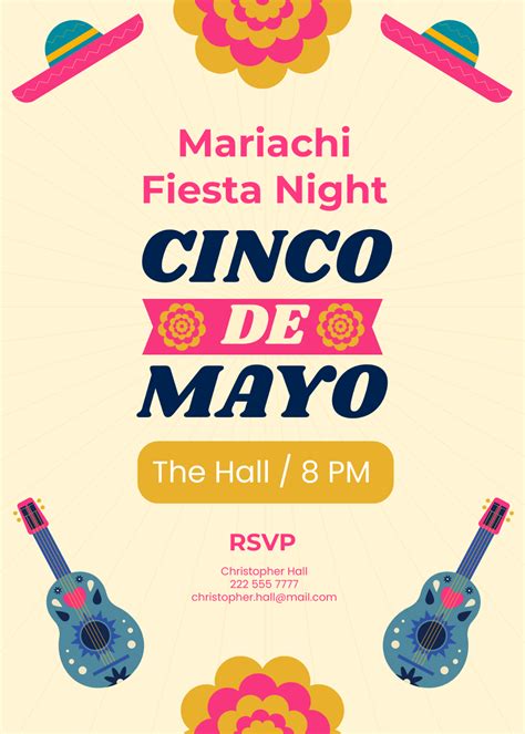 Free Cinco De Mayo Invitation Card Template to Edit Online