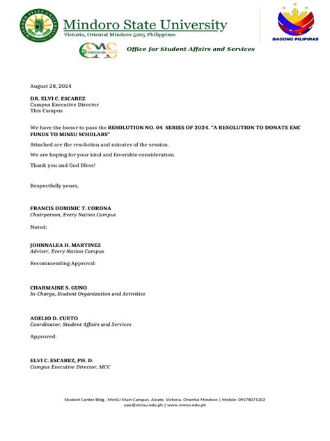 Sample of Resolution Letter for Request 的图像结果