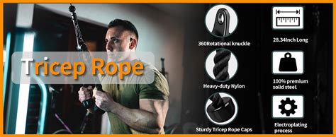 FirstFit Tricep Rope Pull Down Fitness Cable Attachment with Stainless ...