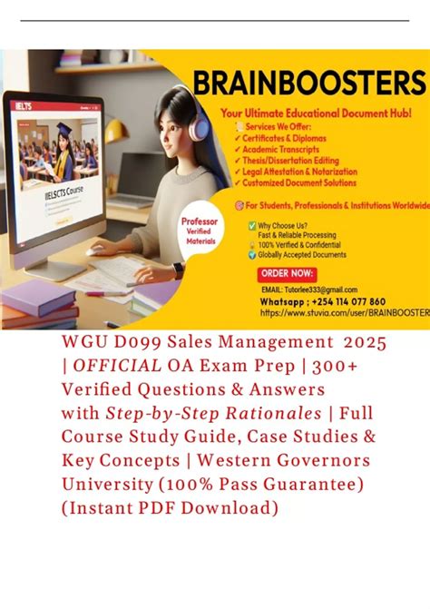 WGU | D099 | Sales Management 2025 | OFFICIAL OA Exam Prep | 300 ...