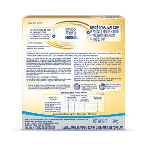 Nestle Nan Lo-Lac Infant Formula Powder, 200 gm Refill Pack at Rs. 264 ...