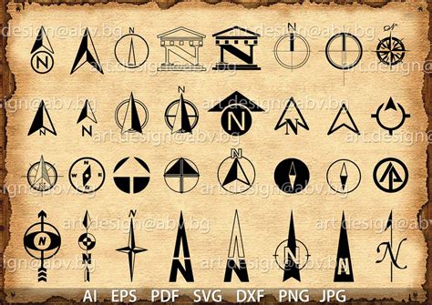 Buy Vector 32 NORTH ARROWS BUNDLE, Ai, Eps, Svg, Dxf, Pdf, Png, Jpg ...