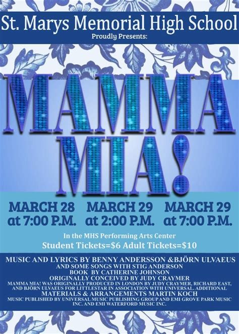 Mamma Mia! at MHS, 2250 OH-66, Saint Marys, OH, United States, Ohio ...