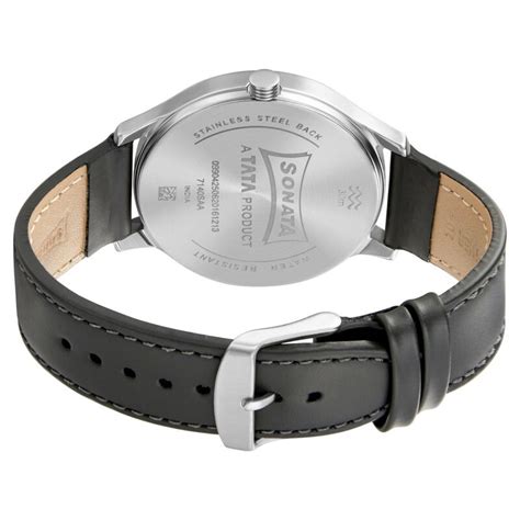 Sonata Quartz Multifunction Grey Dial Leather Strap Watch for Men