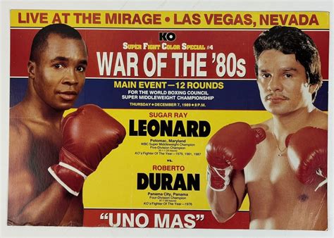 ORIGINAL SUGAR RAY VS. DURAN WAR OF '80s BOXING PROMO POSTER
