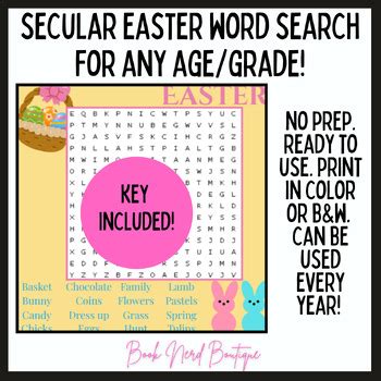 Easter (Secular) Word Search Puzzle for All Ages! - Printable Color PDF