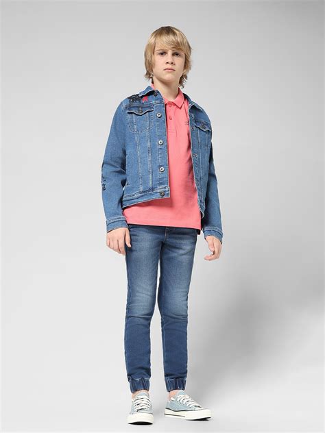 JUNIOR BOYS Blue Washed Denim Joggers