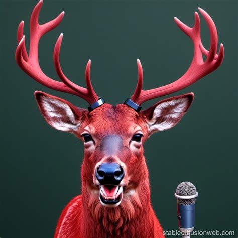 Red Deer with Microphone | Stable Diffusion Online