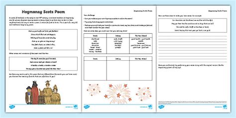 Hogmanay Scots Poem Activity Sheet
