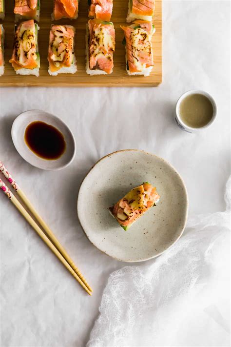 Aburi-Style Smoked Salmon Oshi Sushi | Sift & Simmer