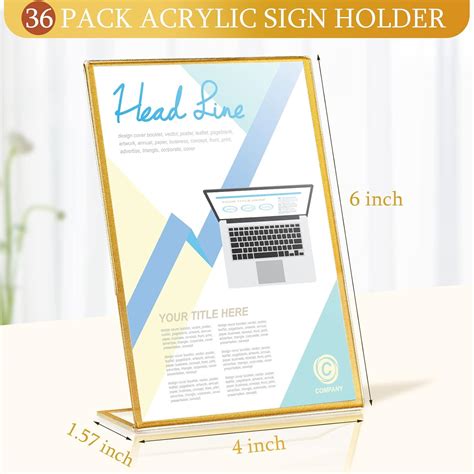 Buy 36 Pack Acrylic Sign Holder Gold Frame Table Numbers Slanted Back ...