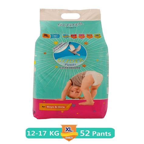 Glider Overnight Extra Absorbency Premium Diapers Pants, XL, 52 Count ...
