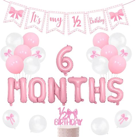 Bow Half Birthday Decorations, Pink Gingham It's My 1/2 Birthday Banner ...