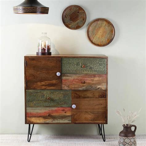 Viggo Solid Wood Hand Carved Cabinet | Wooden Cabinets | Fabuliv