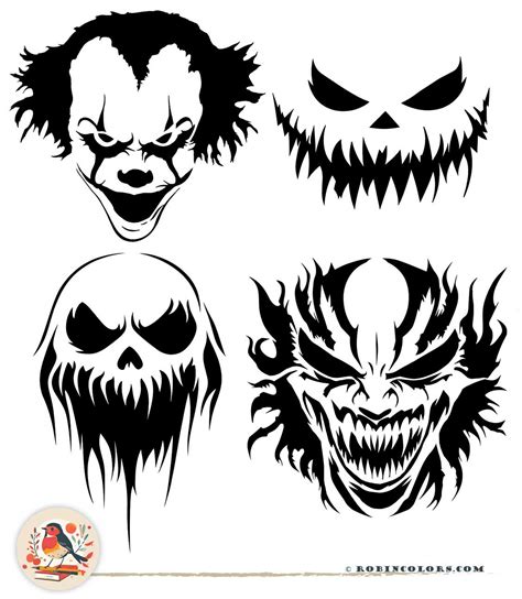 Scary Pumpkin Stencils Printable 30 Free Skull Pumpkin Carving