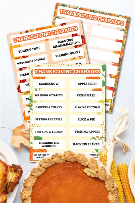 60 FREE Printable Thanksgiving Charades Game - Made with HAPPY