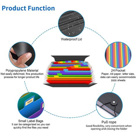 Buy Expanding File Organiser,24 Pockets Document Folder Filing Box ...