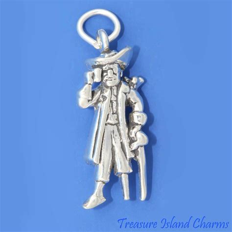 Long John Silver Pirate with Peg Leg Treasure Island 925 Sterling Silver Charm | eBay