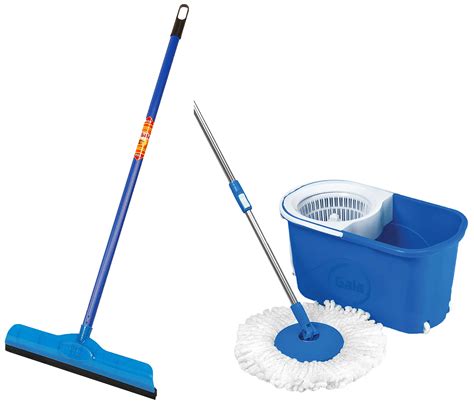 Gala Double Lip Wiper (Multicolour) & Gala Spin mop with Easy Wheels ...