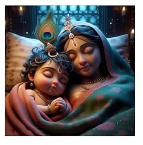Omdecor Bal Krishna With Maa Koushalya Sleeping God Wall Poster For ...