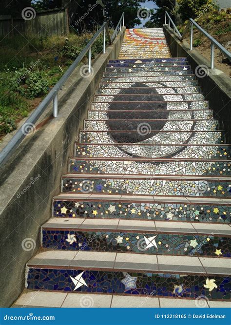 The Tiled-mosaic Moraga Street Steps, San Francisco, 2. Editorial Image ...