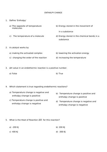 Image result for Enthalpy Example Problems