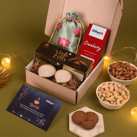 Spark Joy Basket - Diwali Nuts Diyas Gift | Eco Gift Potli – Giftech Global