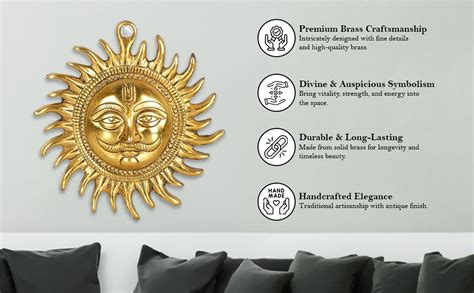 Buy UrbanShilp Surya Dev Metal Wall Hanging Sun Face Statue for Home ...