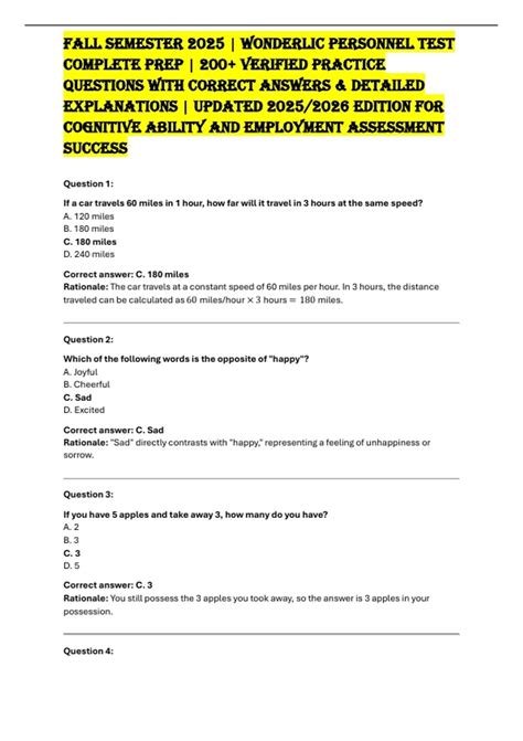 Fall Semester 2025 | Wonderlic Personnel Test Complete Prep | 200 ...