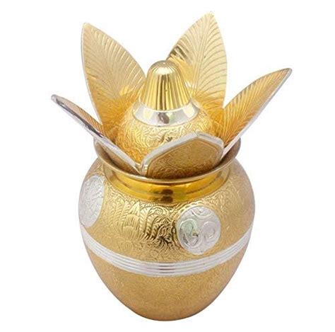 GoldEpoch-Gold and Silver Plated Brass Mangal Kalash with Coconut for ...
