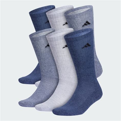 adidas Athletic Cushioned Crew Socks 6 Pairs - Blue | Free Shipping ...