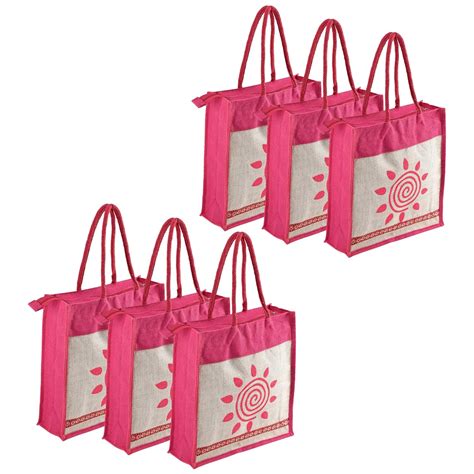 Kuber Industries Pack of 6 Multi-purpose Jute Lunch Bags For Office Men ...