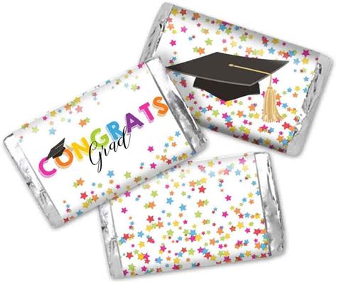 Buy Star Confetti Graduation Themed Mini Chocolate Candy Bar Sticker ...