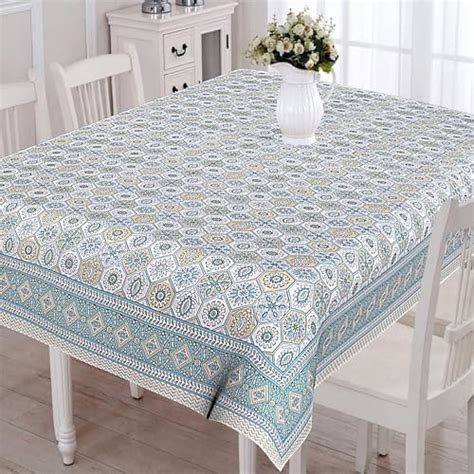 Buy HOME COLORS.IN Cotton Geometric Printed Dining Table Cloth, 4/6 ...