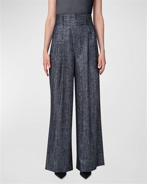 Akris punto Fiorellina Linen Wide-Leg Shorts | Neiman Marcus