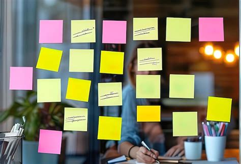 Female businesswoman making planning notes on glass for business ...