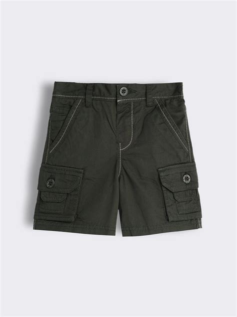 Toddler Boys Cotton Cargo Bermuda with Contrast Stitch and Pocket Deta ...