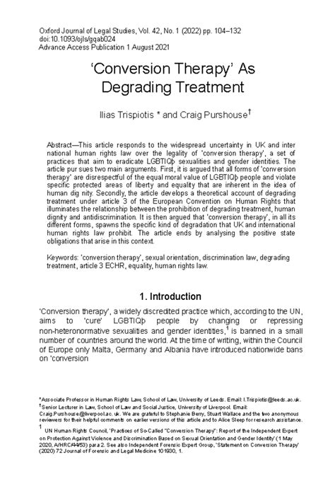 Conversion Therapy: Legal and Human Rights Perspectives in the UK and ...